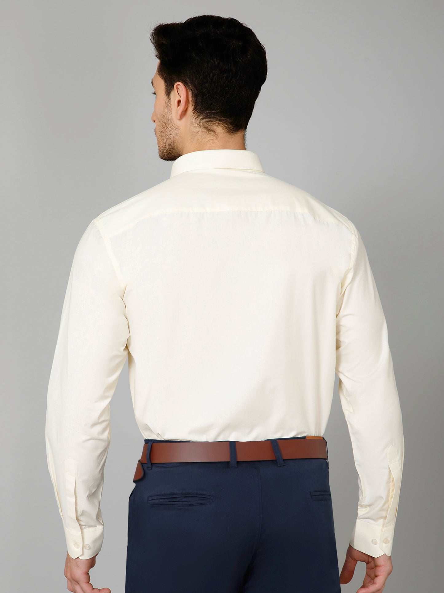 Sun Dance - Pure Cotton Light Yellow Formal Chambray Shirt