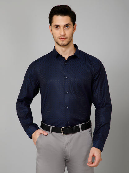 Sapphire Shimmer - Pure Cotton Navy Blue Clubwear Shirt