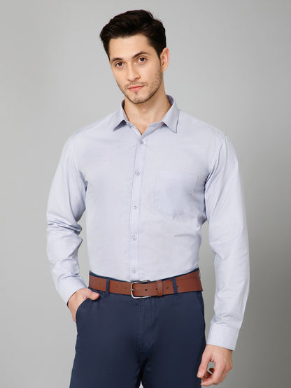 Platinum Mist - Pure Cotton Gray Formal Chambray Shirt