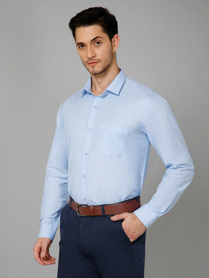 Glacial Blue - Pure Cotton Light Blue Formal Chambray Shirt