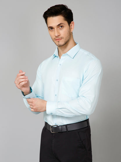 Aquamarine - Pure Cotton Teal Formal Chambray Shirt