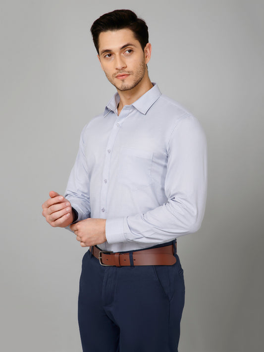 Platinum Mist - Pure Cotton Gray Formal Chambray Shirt