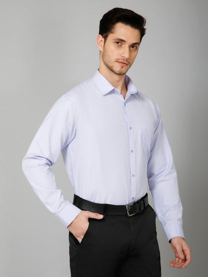 Silver Sky - Pure Cotton Silver Blue Formal Chambray Shirt