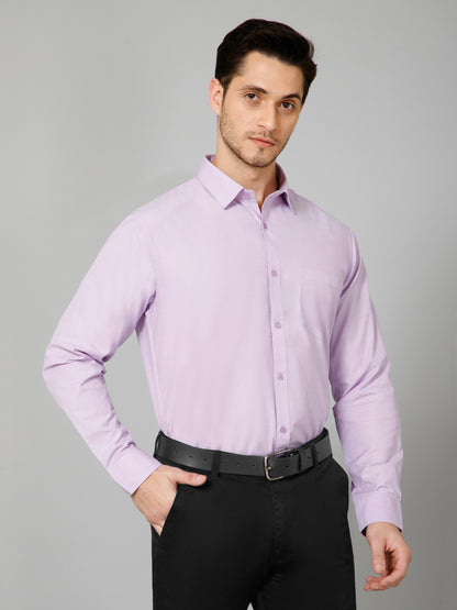 Iris Haze - Pure Cotton Light Purple Formal Chambray Shirt