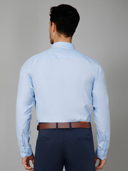 Glacial Blue - Pure Cotton Light Blue Formal Chambray Shirt