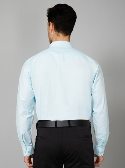 Aquamarine - Pure Cotton Teal Formal Chambray Shirt