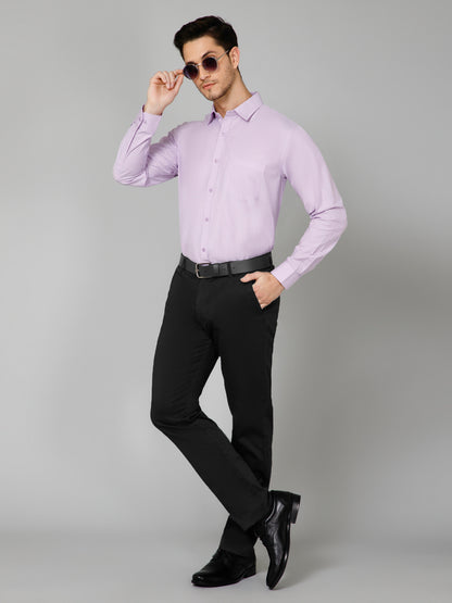 Iris Haze - Pure Cotton Light Purple Formal Chambray Shirt