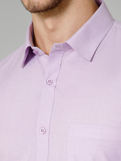 Iris Haze - Pure Cotton Light Purple Formal Chambray Shirt