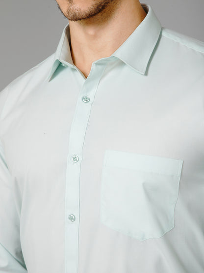 Seaglass Green - Pure Cotton Light Green Formal Chambray Shirt