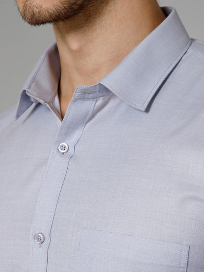 Platinum Mist - Pure Cotton Gray Formal Chambray Shirt